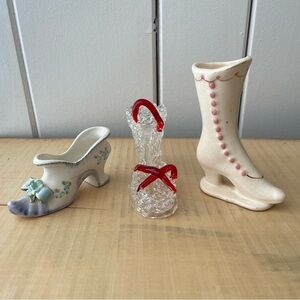 $20 SALE Vintage Mini Shoe Bundle Home Decor Collectible Heels Ceramic Glass